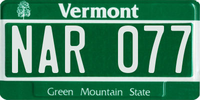 VT license plate NAR077