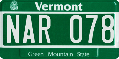 VT license plate NAR078