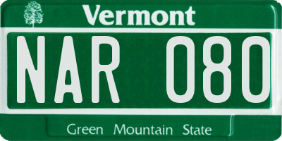 VT license plate NAR080