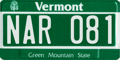 VT license plate NAR081