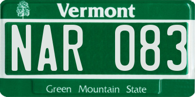 VT license plate NAR083