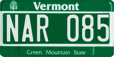 VT license plate NAR085