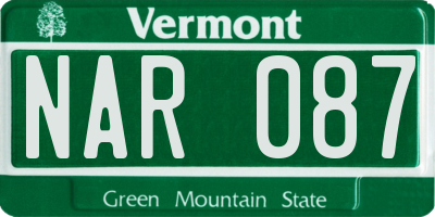 VT license plate NAR087