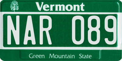 VT license plate NAR089