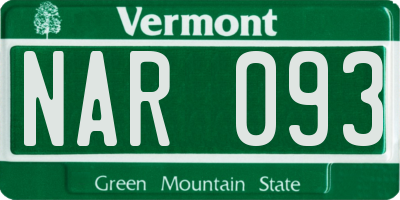 VT license plate NAR093