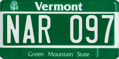 VT license plate NAR097