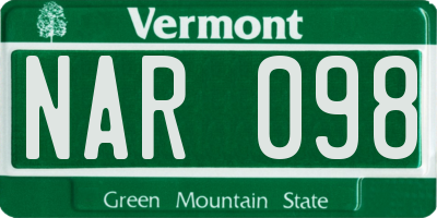 VT license plate NAR098