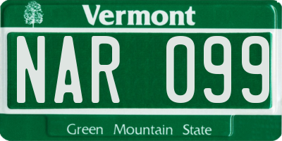 VT license plate NAR099