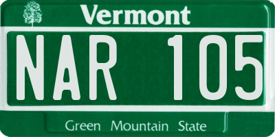VT license plate NAR105