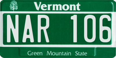 VT license plate NAR106