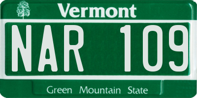 VT license plate NAR109