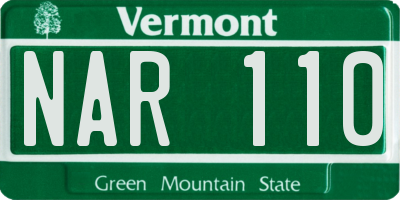 VT license plate NAR110