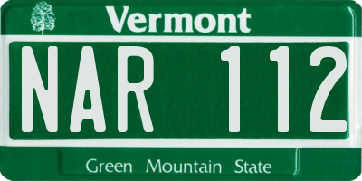 VT license plate NAR112