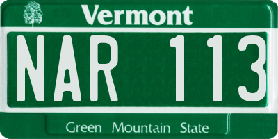 VT license plate NAR113