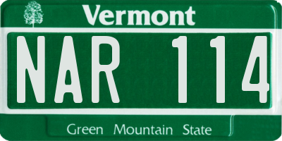 VT license plate NAR114