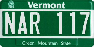 VT license plate NAR117