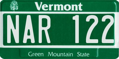 VT license plate NAR122