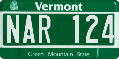 VT license plate NAR124