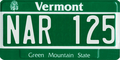VT license plate NAR125