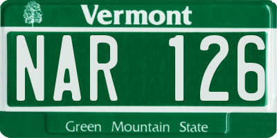 VT license plate NAR126