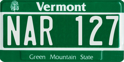VT license plate NAR127