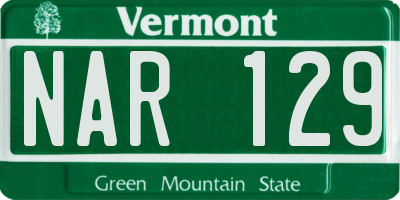 VT license plate NAR129