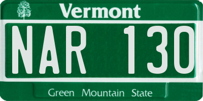 VT license plate NAR130