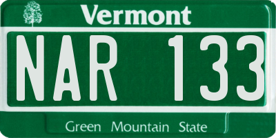 VT license plate NAR133