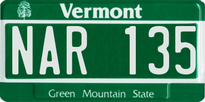VT license plate NAR135
