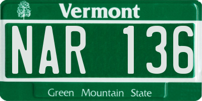 VT license plate NAR136