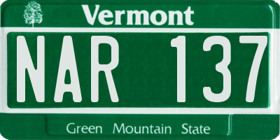 VT license plate NAR137