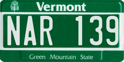 VT license plate NAR139