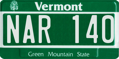 VT license plate NAR140