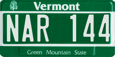 VT license plate NAR144