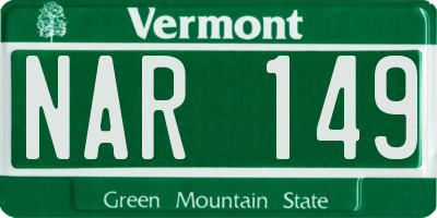 VT license plate NAR149
