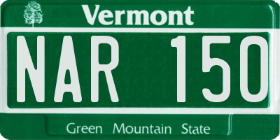 VT license plate NAR150