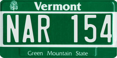 VT license plate NAR154