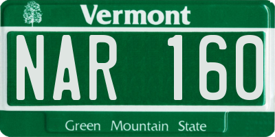 VT license plate NAR160
