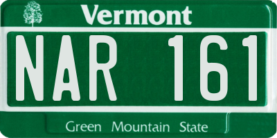 VT license plate NAR161