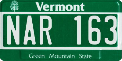 VT license plate NAR163