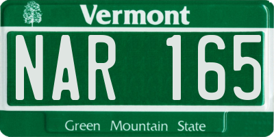 VT license plate NAR165