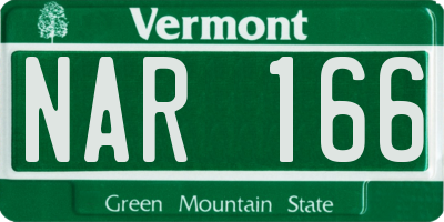 VT license plate NAR166