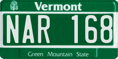 VT license plate NAR168