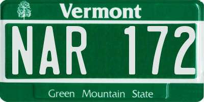 VT license plate NAR172