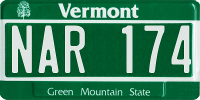 VT license plate NAR174
