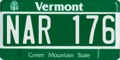 VT license plate NAR176