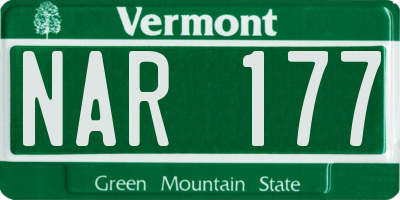 VT license plate NAR177