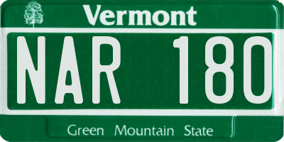 VT license plate NAR180