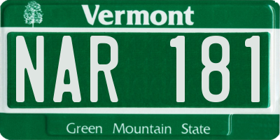 VT license plate NAR181
