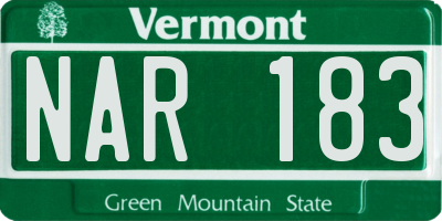 VT license plate NAR183